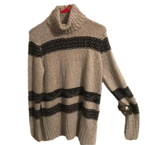 Universal Thread Oversized Sparkle Striped Turtleneck Sweater - Picture 1 of 5